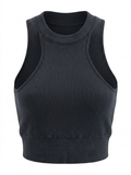 Onyx Ribbed Crop Tank