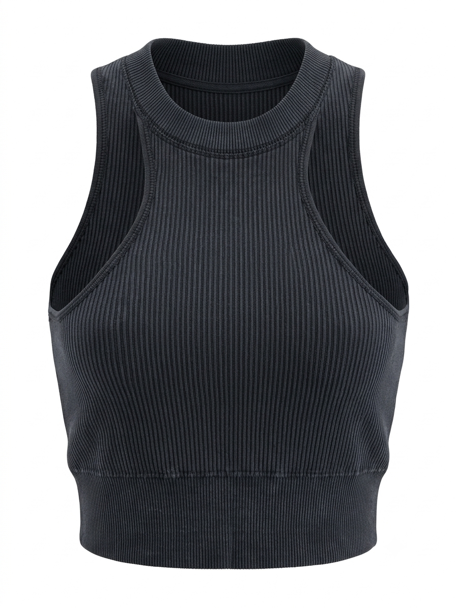Onyx Ribbed Crop Tank