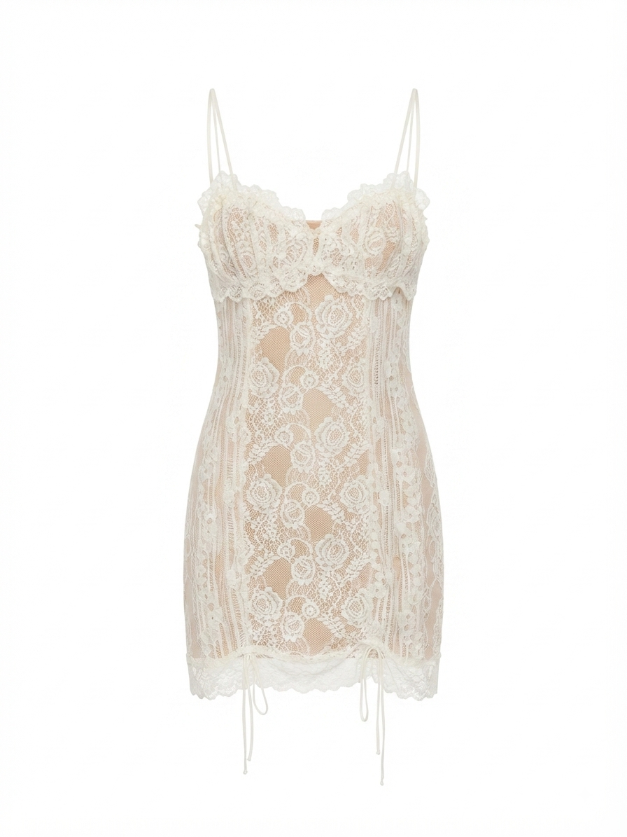 Ivory Lace Slip Mini Dress
