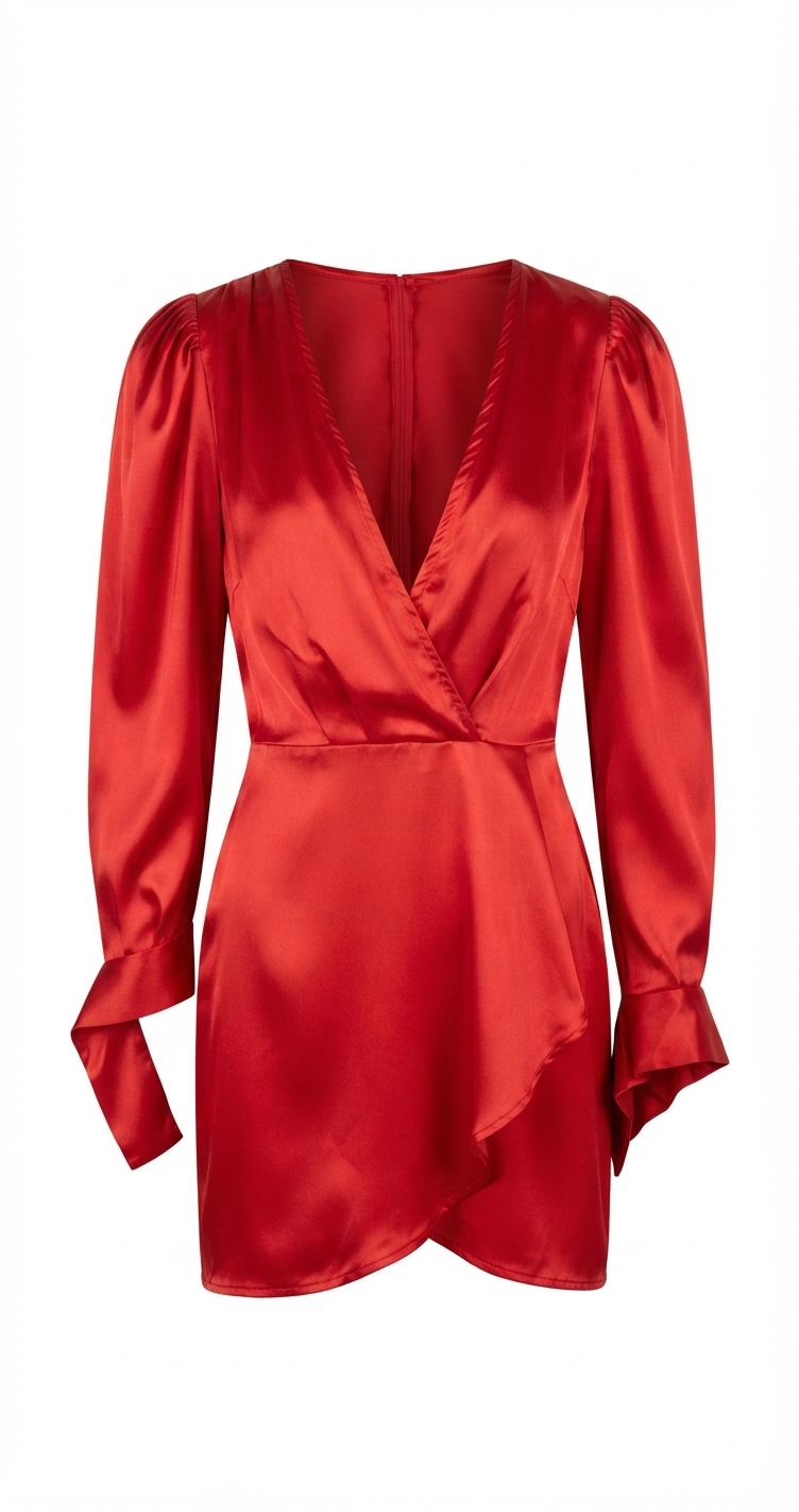 Scarlet Satin Wrap Mini