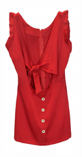 Crimson Button-Tie Mini Dress
