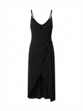 Vestido midi cruzado con fruncido