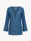 Indigo Lace-Up Tunic Dress