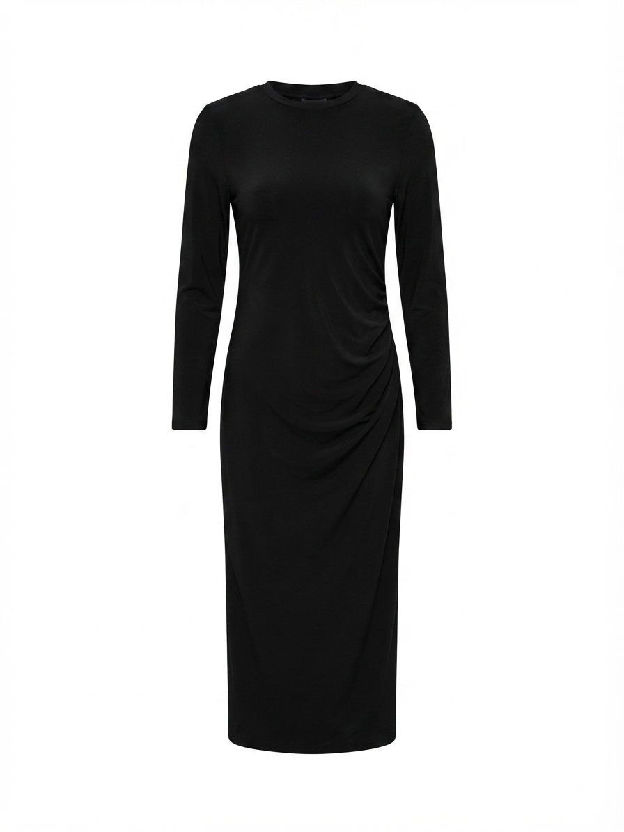 Noir Ruched Midi Dress