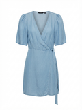 Powder Blue Wrap Mini Dress