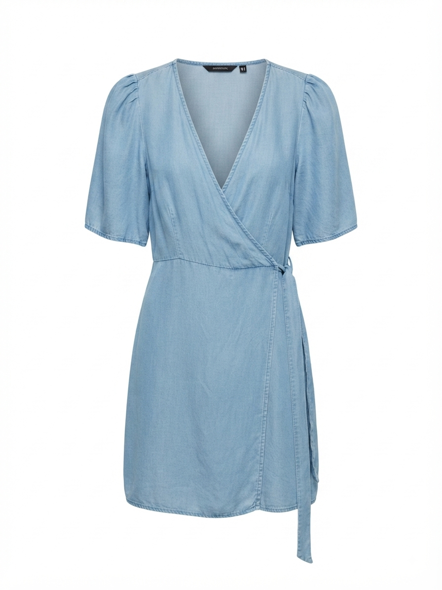 Powder Blue Wrap Mini Dress