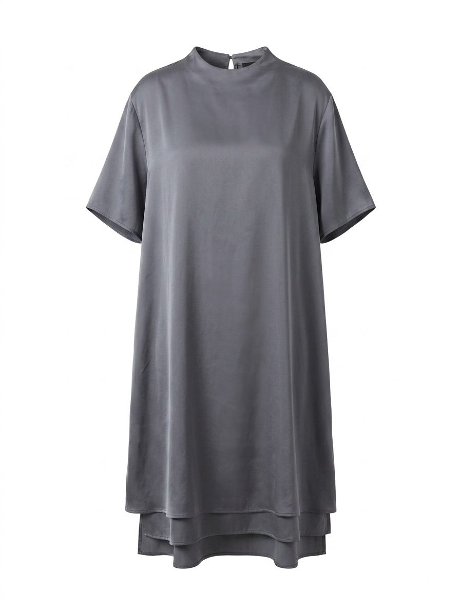 Silver Smoke Satin Tee Dress