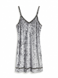 Silver Stretch Velvet Mini Dress