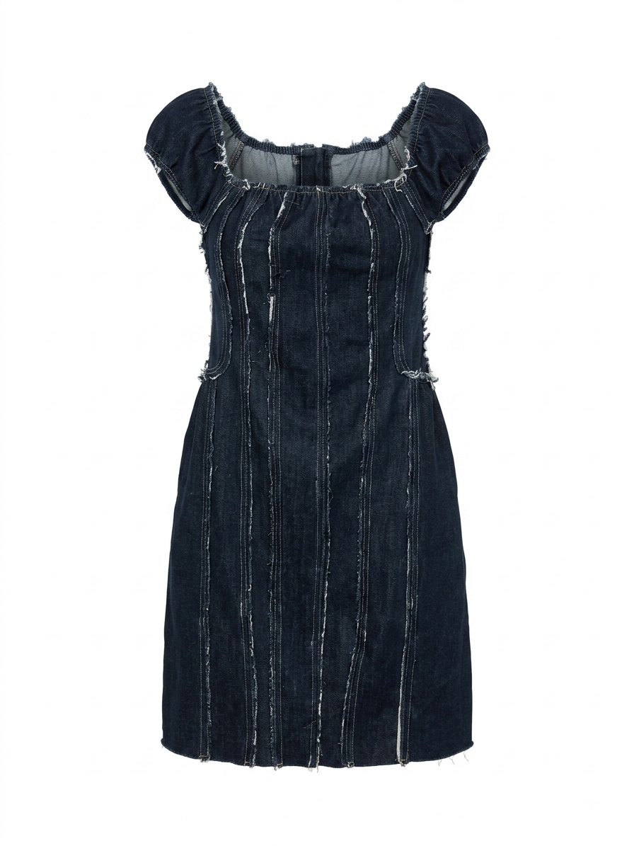 Midnight Velvet Puff-Sleeve Mini