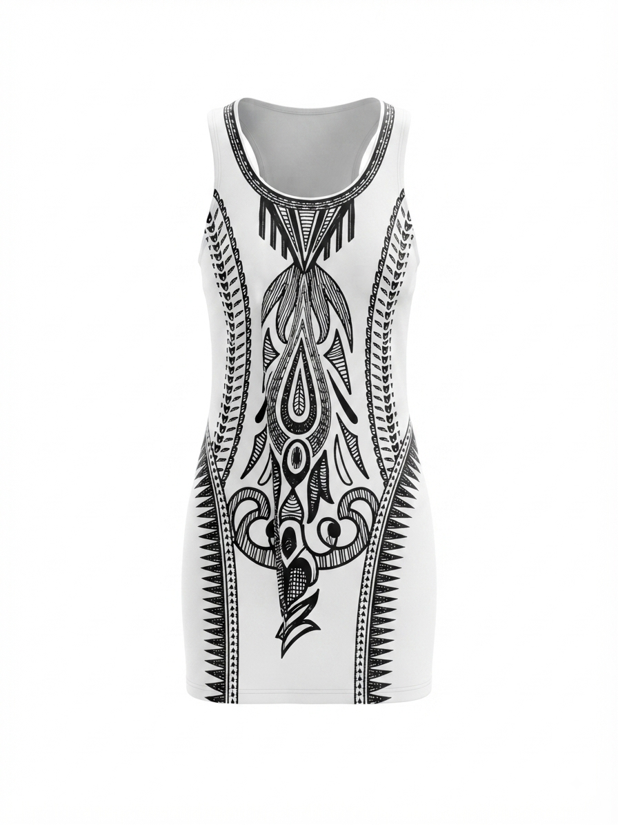 Monochrome Tribal Tank Dress