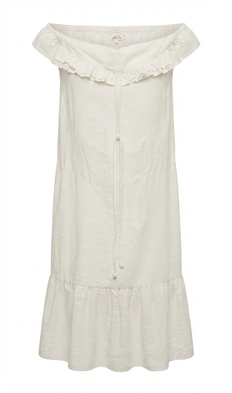 Ivory Strapless Prairie Button Dress