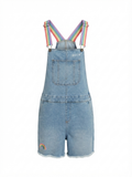 Rainbow Strap Denim Shortall