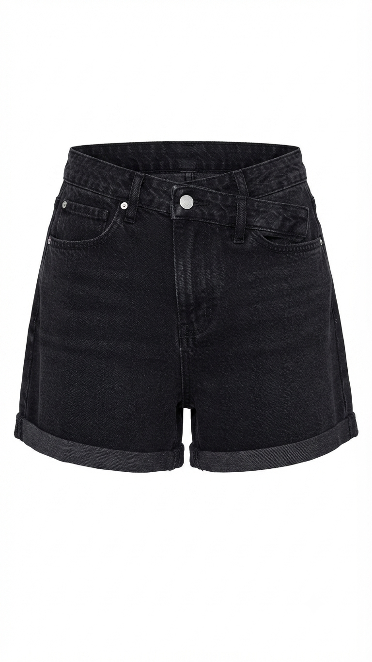 Black Contrast-Stitch Shorts