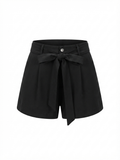 true true — Black Pleated Mini Shorts