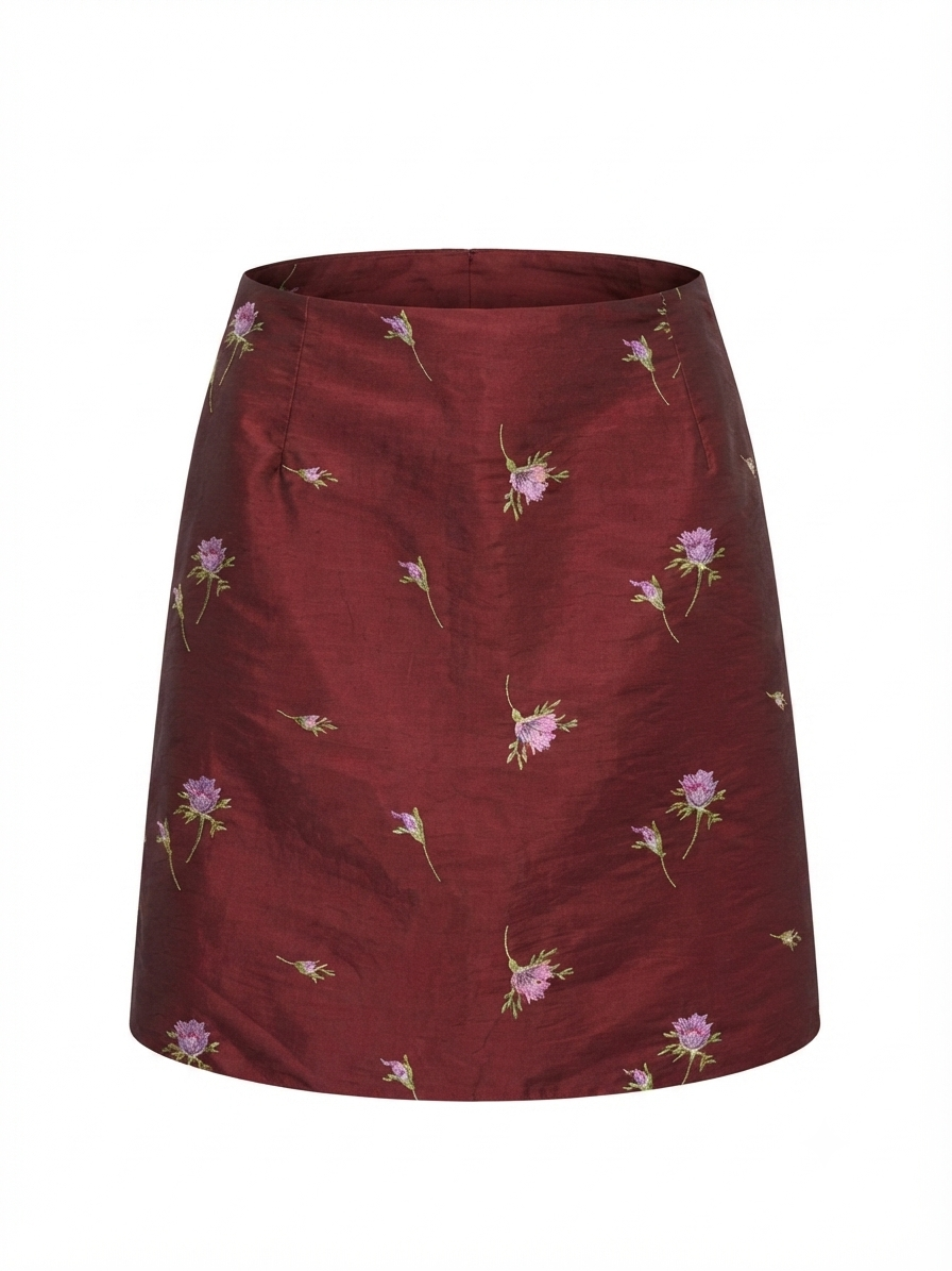 RIVER ISLAND — Burgundy Constellation Mini Skirt