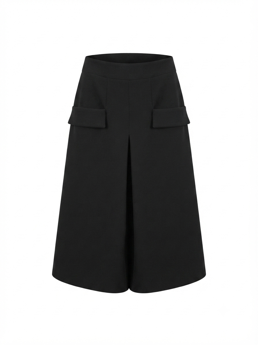 Black Wrap-Front Skort