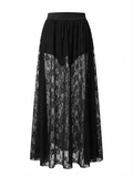 Black Sheer Lace Maxi Skirt
