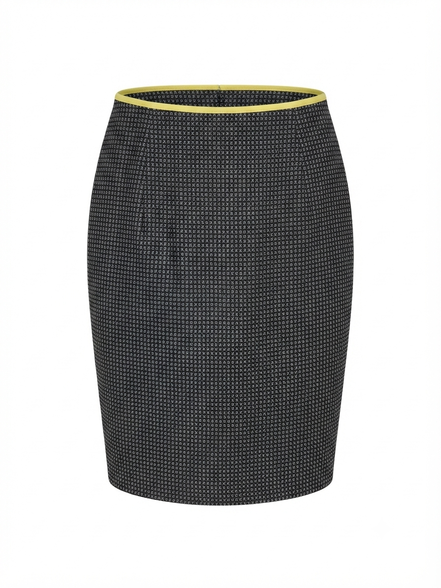 TRUCCO — Charcoal Microcheck Pencil Skirt