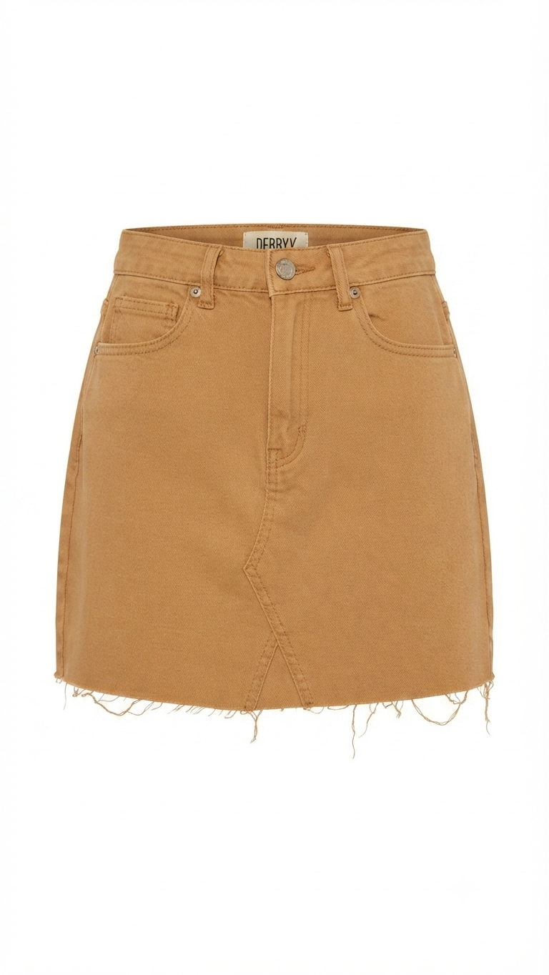 DENIM BLVD — Camel Denim Mini Skirt