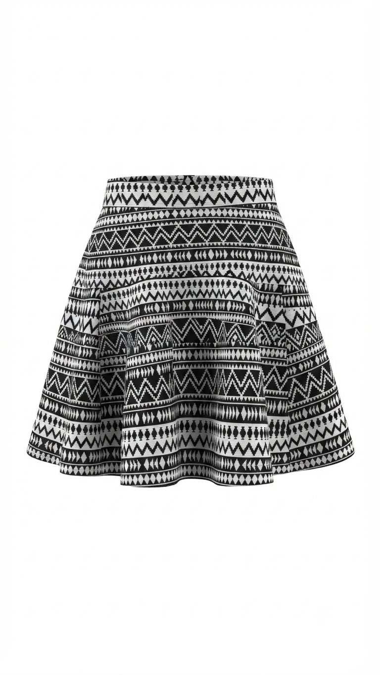 STUDIO F — Monochrome Knit Flare Skirt