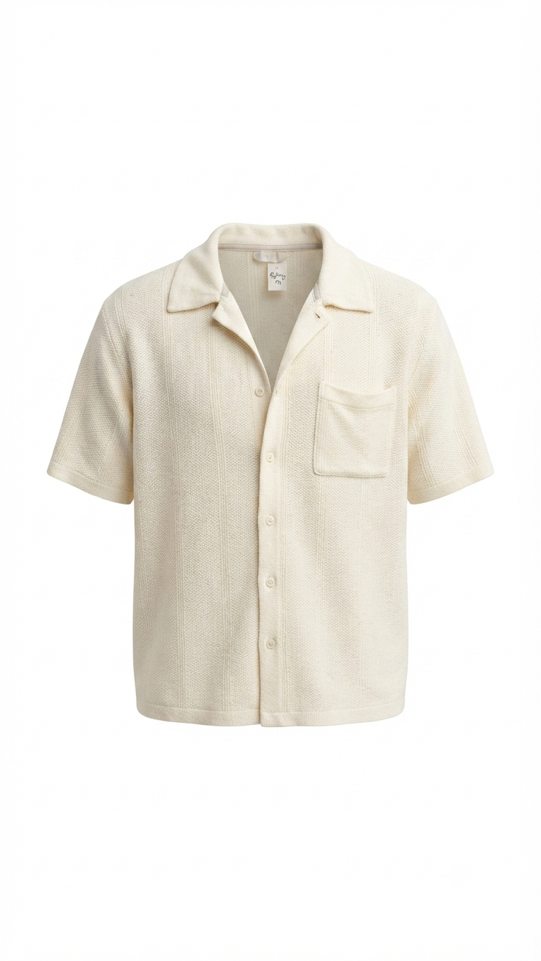 Ecru Camp-Collar Shirt
