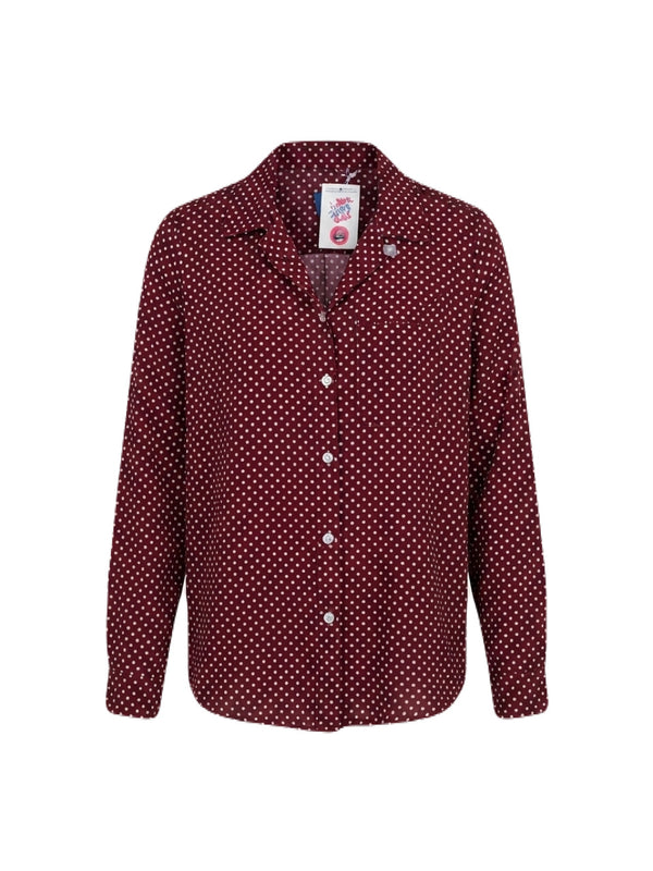 Camisa de microtopos color burdeos