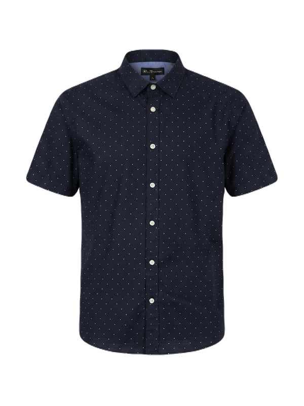 Camisa de manga corta azul marino con micropuntos